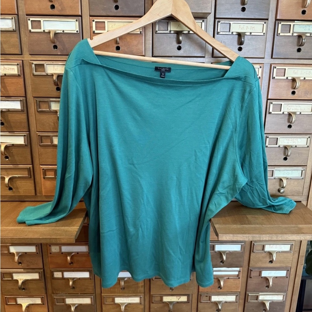 3X Talbots Plus Kelly Green Women's Top